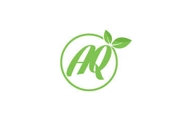 Fresh nature and healthy leaf logo design with the letter and alphabets. Green leaf and eco logo icon design