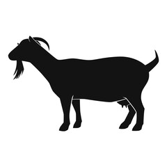 Silhouette of a Goat. Flat vector illustration. Animal