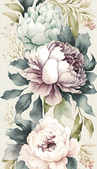 Floral botanical watercolor wedding background