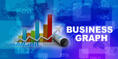 3d rendering Stock market online business concept. business Graph 