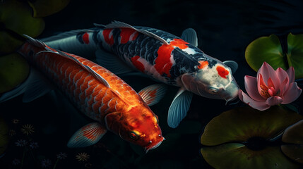 Obraz na płótnie Canvas Two Beautiful Koi Fishes