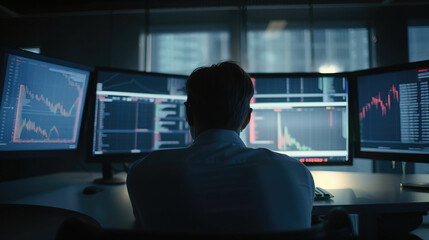 Fototapeta premium Stock trader in despair, collapse of assets and stock exchanges