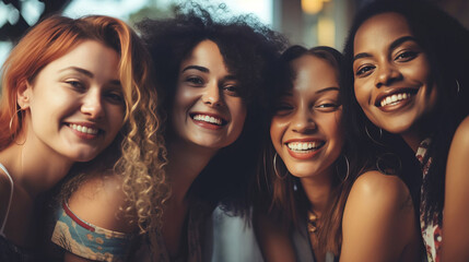 Obraz premium Portrait of cute friends girlfriends. generative AI