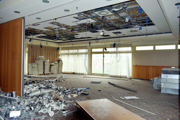 Lost place, Old buildings of a former army barracks are demolished