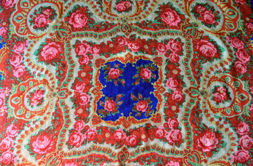 Colorful ethnic pattern on fabric as a background