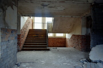 Lost place, Old buildings of a former army barracks are demolished