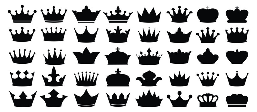 Crown icons set. Crown king icon. Royal crown symbol. Crown symbol collection. Vector illustration