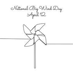 single line art of national big wind day good for national big wind day celebrate. line art. illustration.