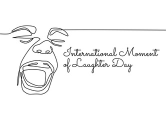 single line art of international moment of laughter day good for international moment of laughter day celebrate. line art. illustration.