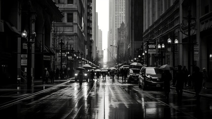 Naklejka premium photo of a street canyon in black and white - made with Generative AI