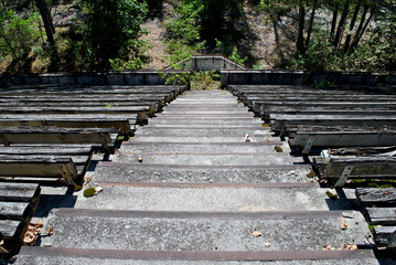 Obraz premium wooden stairs in the stadium