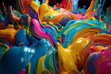 Naklejka na ściany i meble 3D Liquid Colorful Paint Background