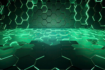 Obraz premium Abstract futuristic surface concept with hexagons. Trendy sci-fi technology background