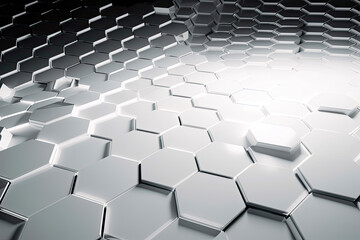 Obraz premium Abstract futuristic surface concept with hexagons. Trendy sci-fi technology background