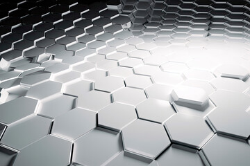 Abstract futuristic surface concept with hexagons. Trendy sci-fi technology background