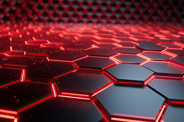Obraz premium Abstract futuristic surface concept with hexagons. Trendy sci-fi technology background