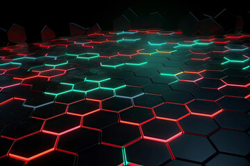 Fototapeta premium Abstract futuristic surface concept with hexagons. Trendy sci-fi technology background