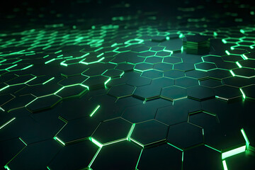 Fototapeta premium Abstract futuristic surface concept with hexagons. Trendy sci-fi technology background