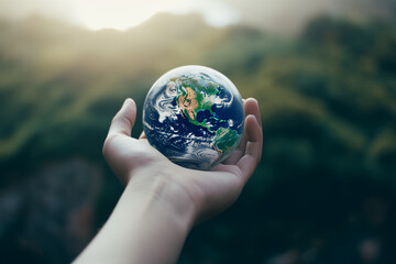 hand holding earth