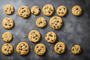 Obraz premium Chocolate chip cookies, generative art by A.I.