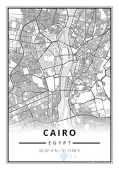 Street map art of cairo city in egypt  - Africa - obrazy, fototapety, plakaty