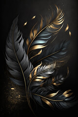 Feather Wall Decoration with Gold 