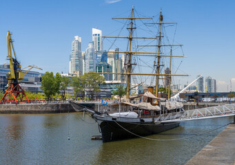 Fototapeta na wymiar Steamship ARA Uruguay is now a museum docked in the Puerto Madero district of Buenos Aires Argentina