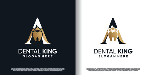 dental logo design vector with letter A concept premium vector
