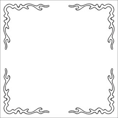 Elegant black and white monochrome ornamental border for greeting cards, banners, invitations. Vector frame for all sizes and formats. Isolated vector illustration.