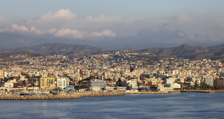 Modern Cityscape on the Sea Coast. Limassol, Cyprus. City Buildings