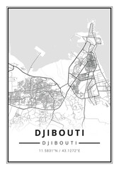 Street map art of djibouti city in djibouti  - Africa