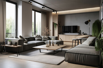 Apartment with Stylish Decor and a Sofa in the Living Room