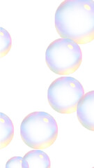 上がっていく白色の大きな泡　縦型　シャボン玉　アルファチャンネル付png	