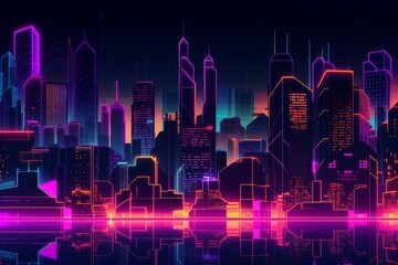 Eye-catching neon transformation of a scenic view, where dazzling colors and radiant shapes produce an otherworldly atmosphere. Generative AI.