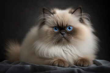 Majestic Himalayan Breed Cat on a Dark Background: Exquisite Beauty and Grace