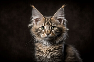 Gorgeous LaPerm Breed Cat on Dark Background - A Perfect Blend of Curly Cuteness and Playful Personality