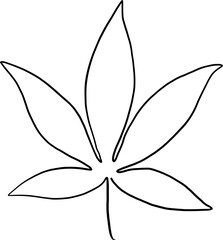 simplicity cannabis leaf continuous freehand drawing.