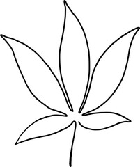 simplicity cannabis leaf continuous freehand drawing.