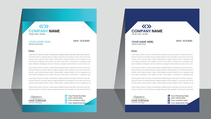 modern design template, vector letterhead design, blue and A4 size letterhead layout