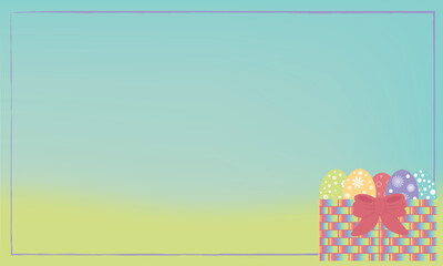 Easter background with eggs and basket
