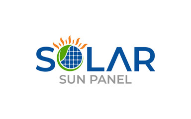 Illustration vector graphic of sun energy solar panels logo design template