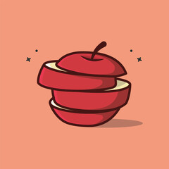 Apple Fruit Cartoon Vector Icon Illustration.Apple Diet Vector Icon Illustration. Apple Fruit Menu of Diet.  Flat Cartoon Style