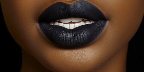 Sexy Lips close up, Beautiful Perfect Makeup, black Lip Gloss, big lip, Cosmetic beauty procedures