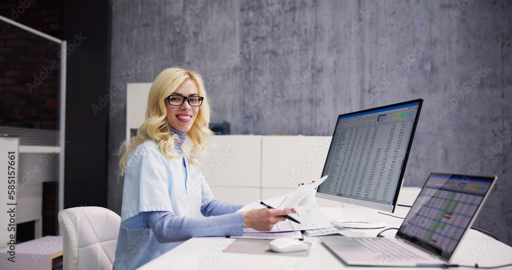 Poster account manager in office coding medical