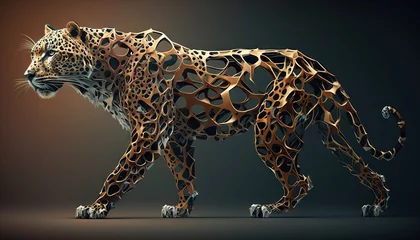 Foto op Plexiglas Leopard animal abstract wallpaper. Contrast background panthera in vivid colors generative ai © Roman