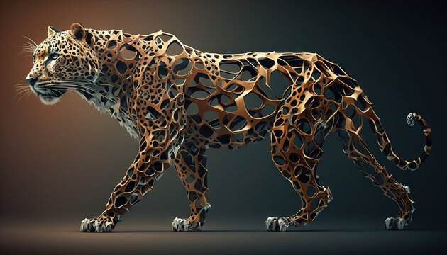 Leopard animal abstract wallpaper. Contrast background panthera in vivid colors generative ai