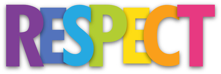 RESPECT colorful typography banner on transparent background