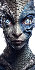 Blue and gray alien