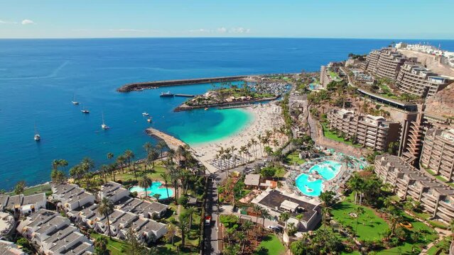 Aerial view of the Playa de la Verga beach, Gran Canaria, Canary Islands, Spain