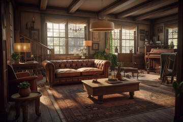 Fototapeta na wymiar vintage living room, Generative AI